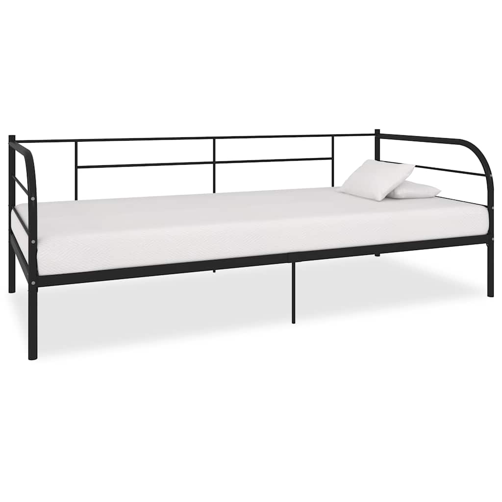 Okvir za dnevni ležaj crni metalni 90 x 200 cm Crna