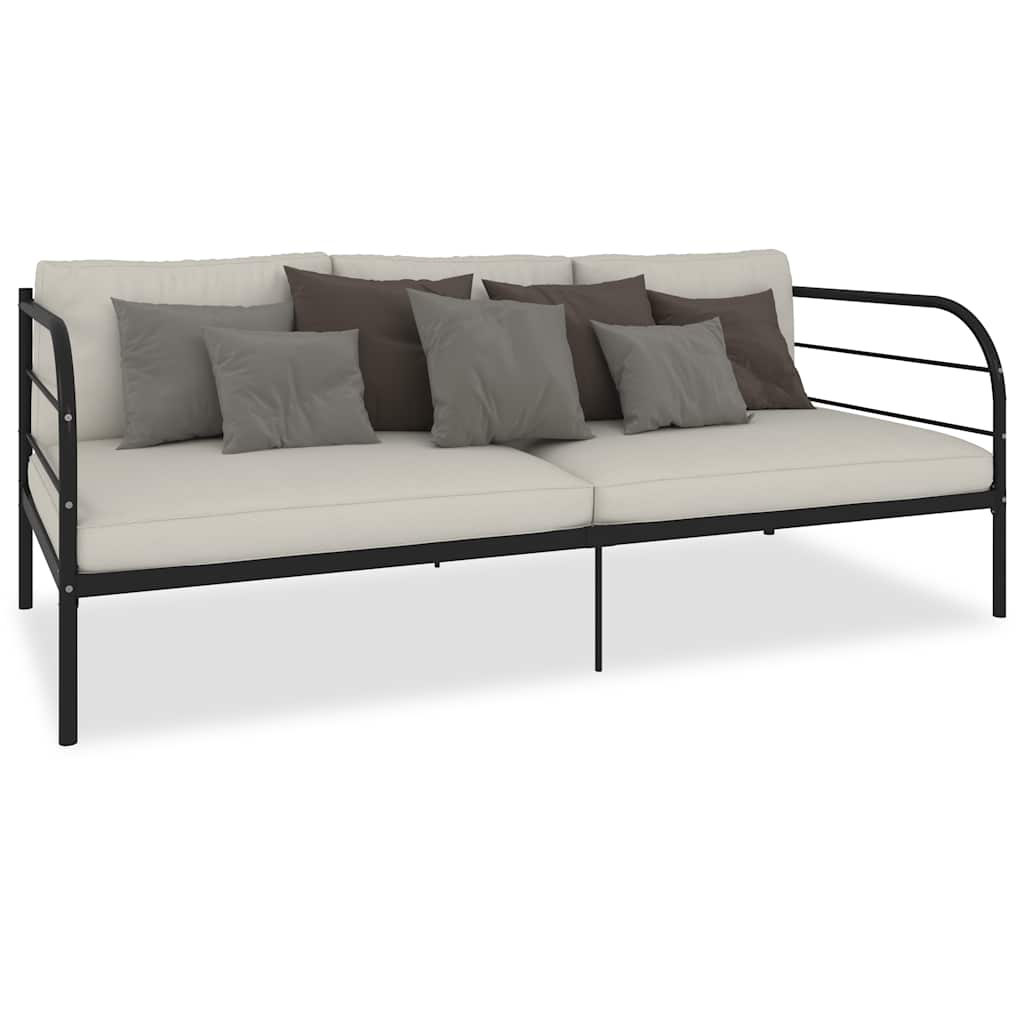 Okvir za dnevni ležaj crni metalni 90 x 200 cm Crna