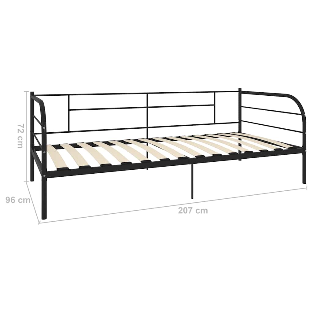 Okvir za dnevni ležaj crni metalni 90 x 200 cm Crna