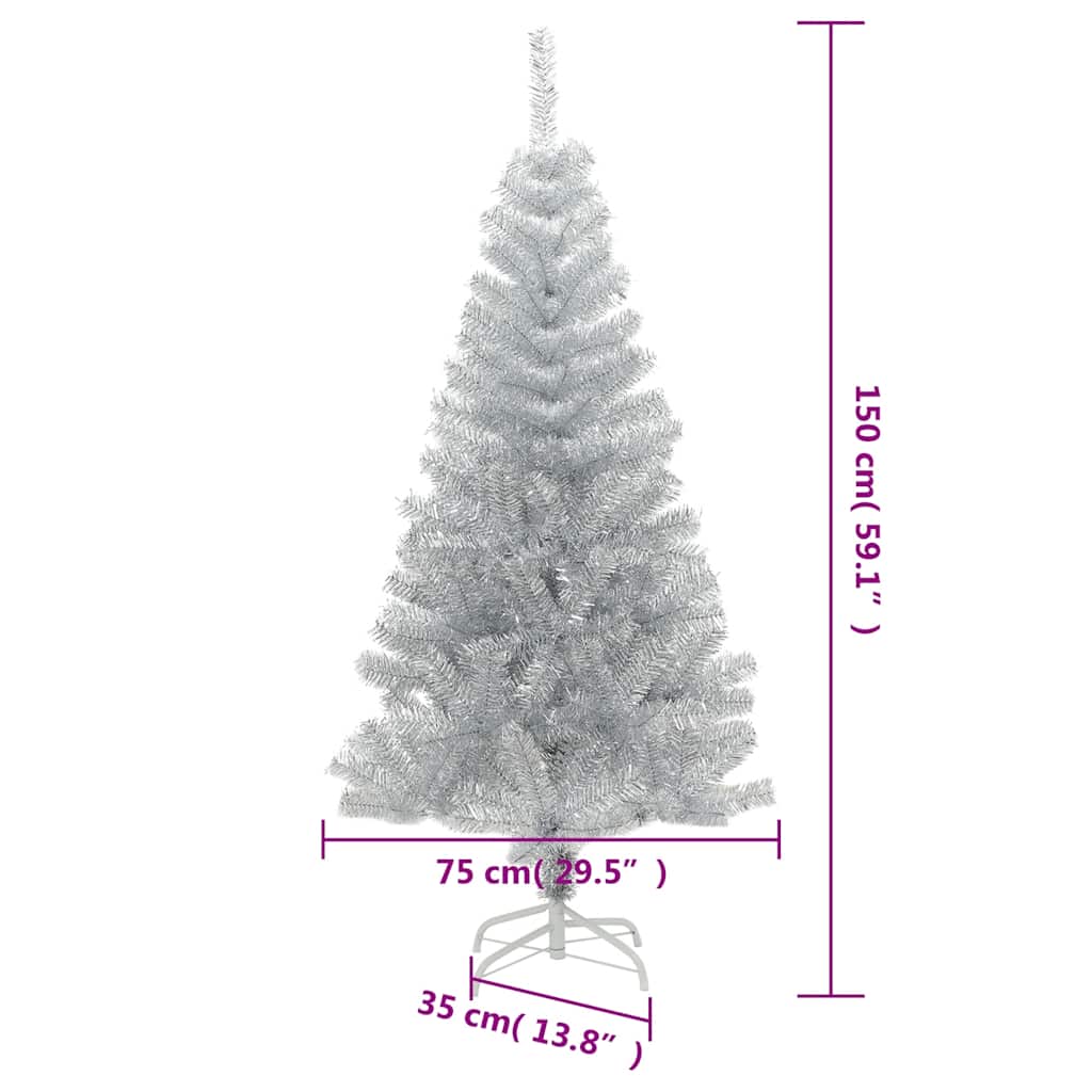 Umjetno božićno drvce sa stalkom srebrno 150 cm PET