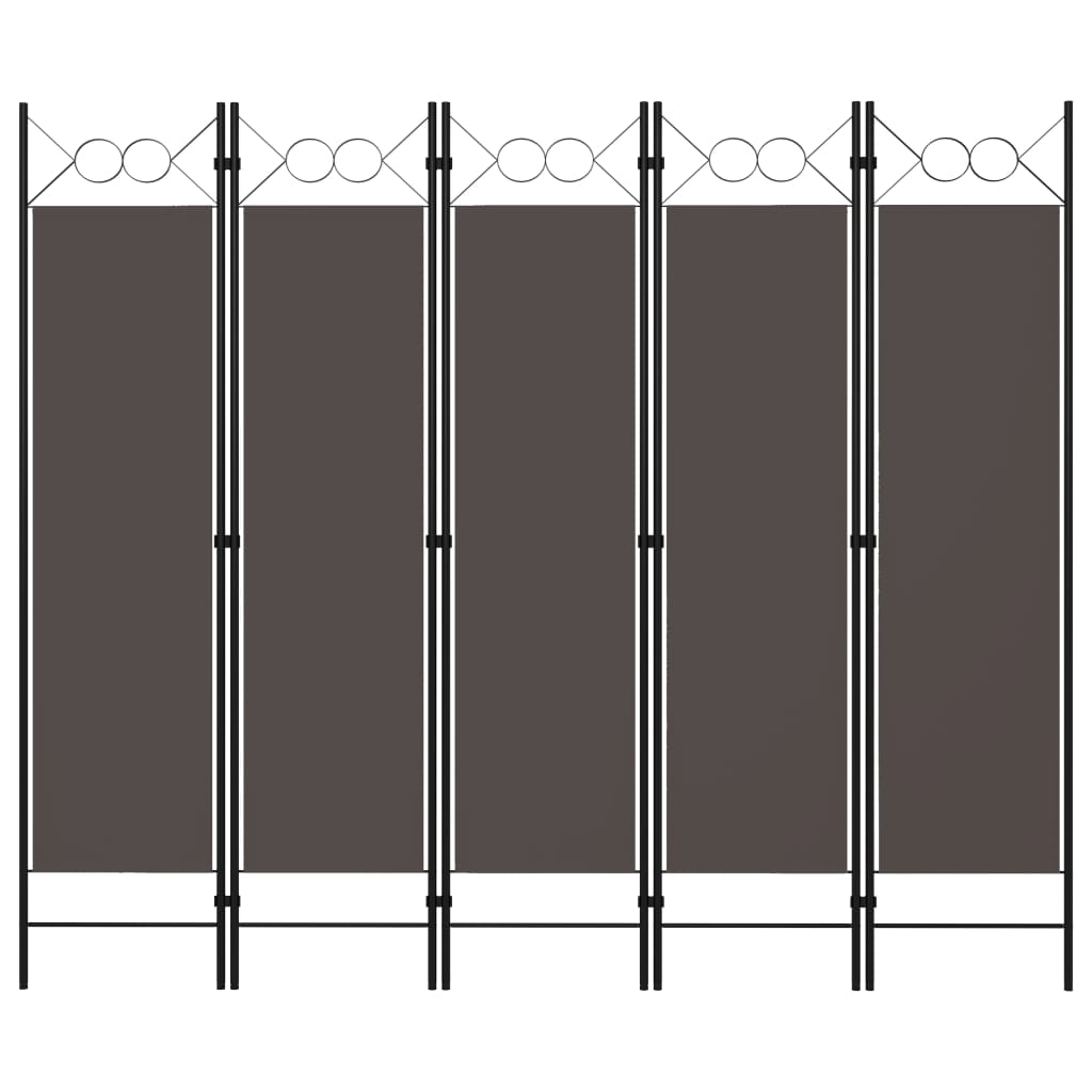Sobna pregrada s 5 panela antracit 200 x 180 cm