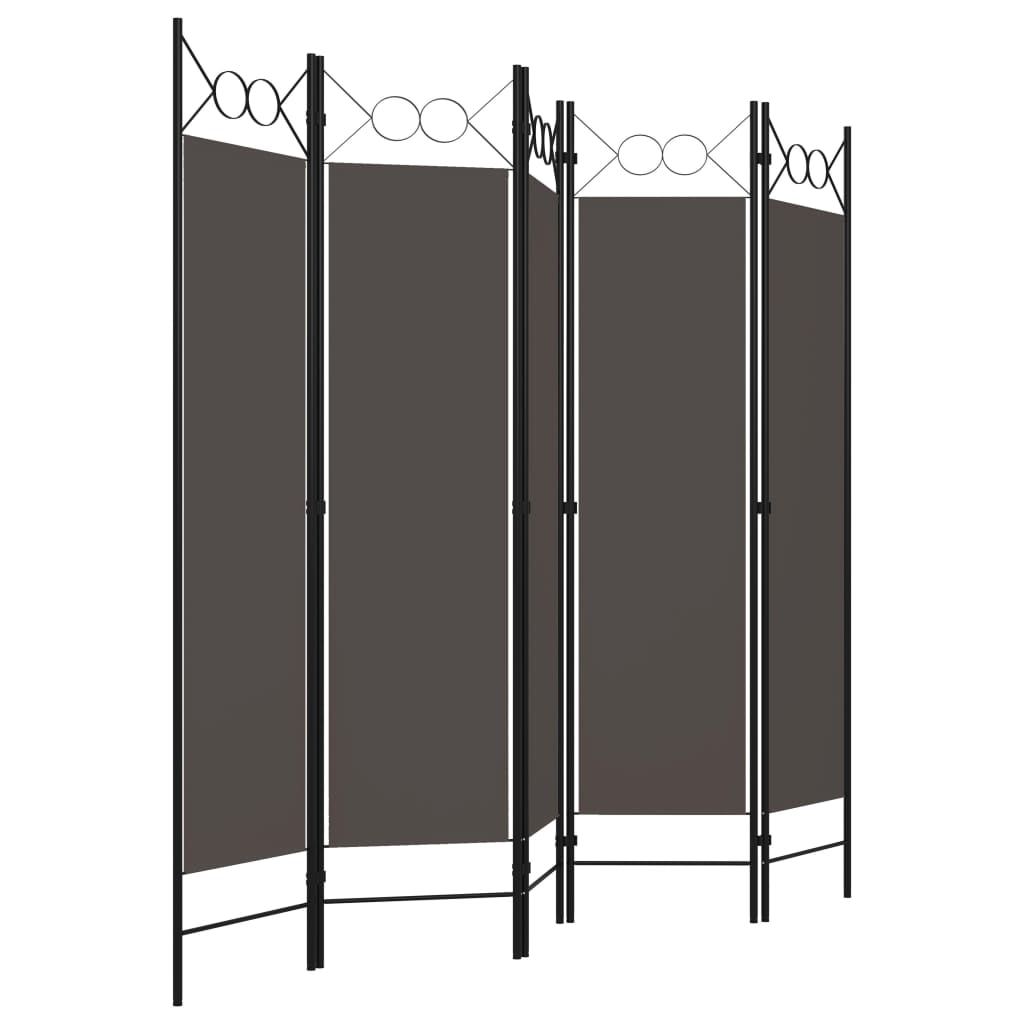 Sobna pregrada s 5 panela antracit 200 x 180 cm