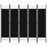 Sobna pregrada s 5 panela crna 200 x 180 cm