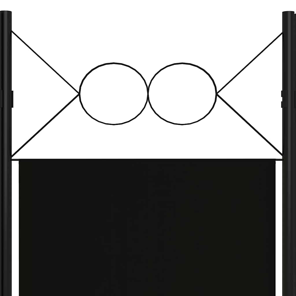 Sobna pregrada s 5 panela crna 200 x 180 cm