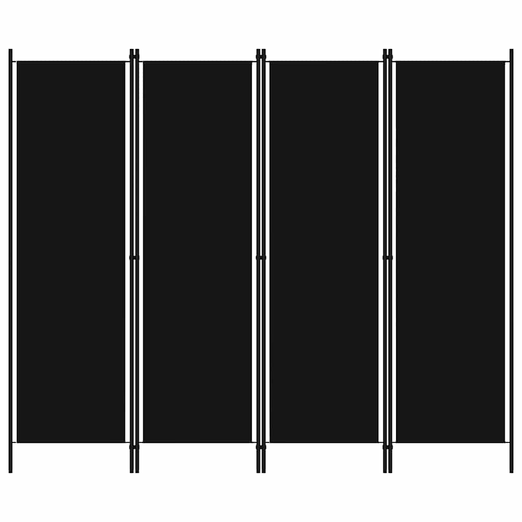 Sobna pregrada s 4 panela crna 200 x 180 cm