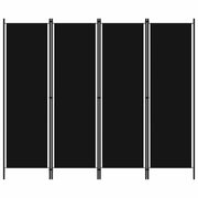 Sobna pregrada s 4 panela crna 200 x 180 cm