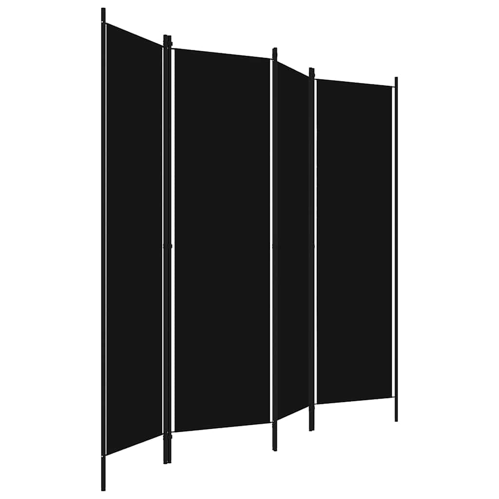 Sobna pregrada s 4 panela crna 200 x 180 cm