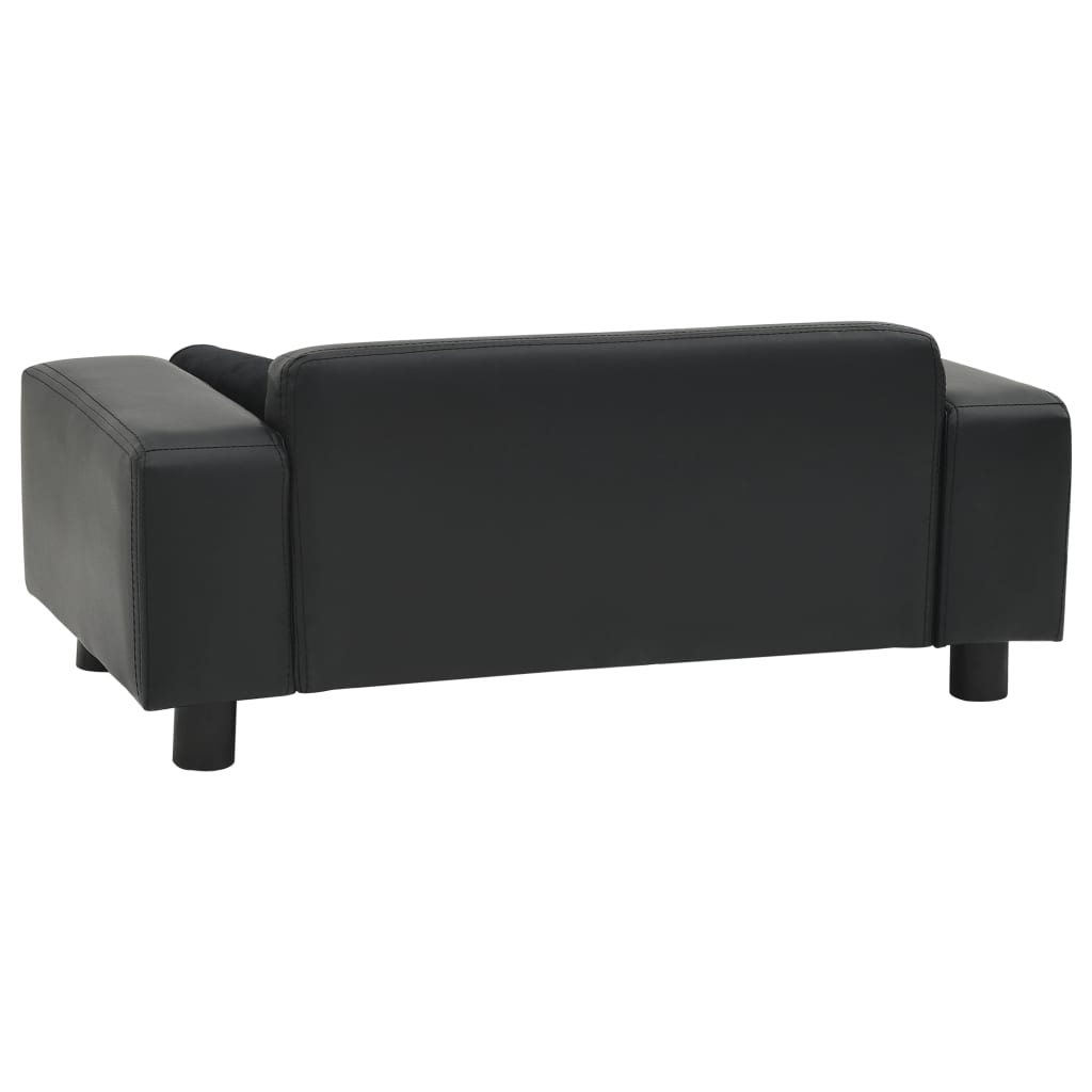 Sofa za pse crna 81 x 43 x 31 cm od pliša i umjetne kože