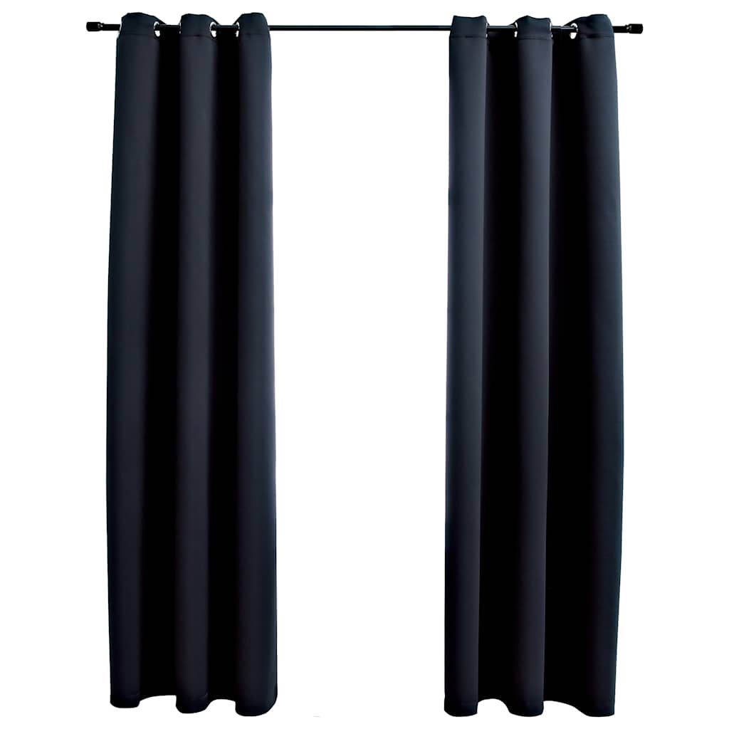 Zavjese za zamračivanje s prstenovima 2 kom. Crne 97x213 cm Tkanina