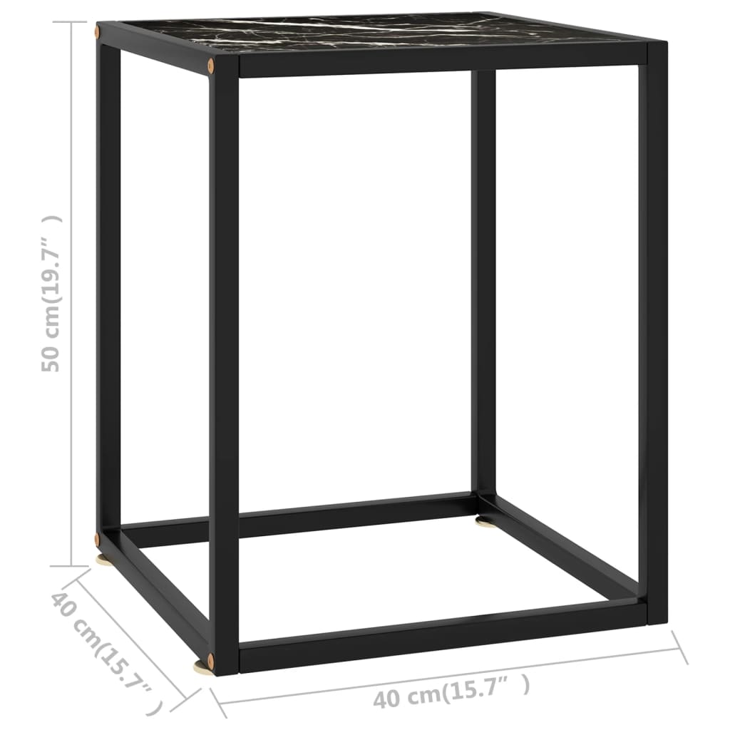 Stolić za kavu crni s crnim mramornim staklom 40 x 40 x 50 cm