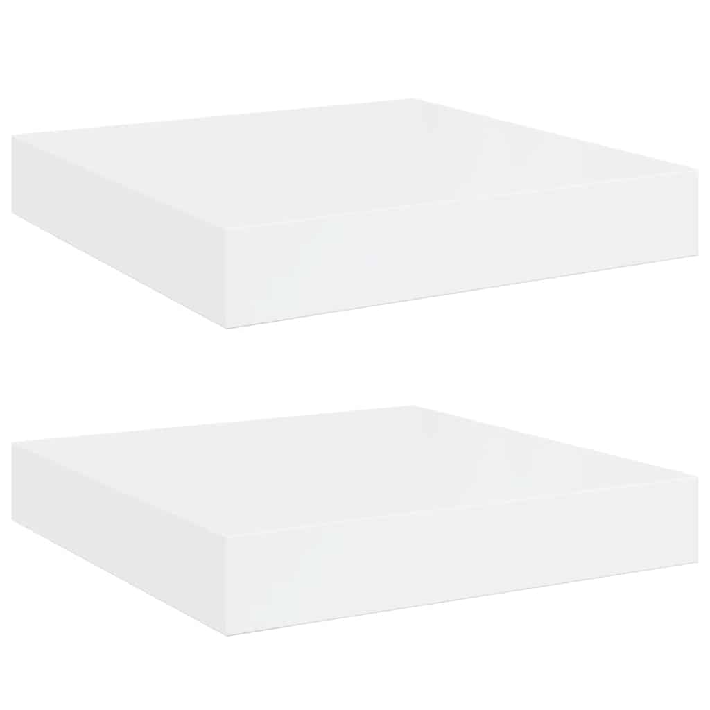 Plutajuće zidne police 2 kom sjajne bijele 23x23,5x3,8 cm MDF