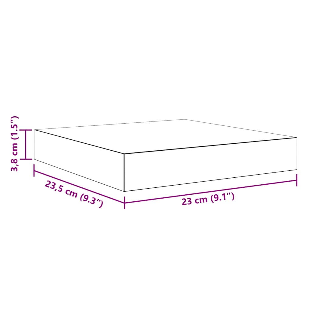 Plutajuće zidne police 2 kom sjajne bijele 23x23,5x3,8 cm MDF