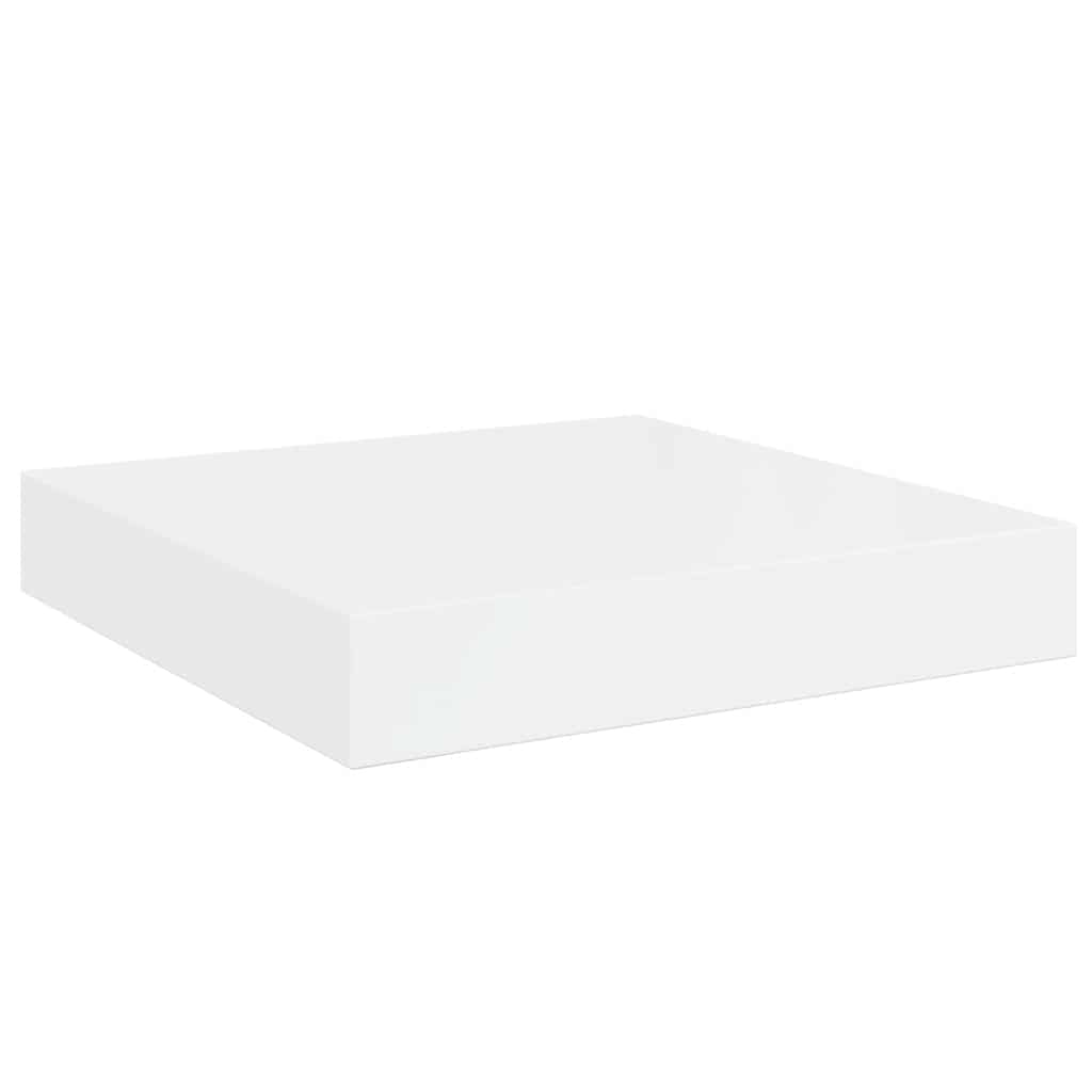 Plutajuće zidne police 2 kom sjajne bijele 23x23,5x3,8 cm MDF