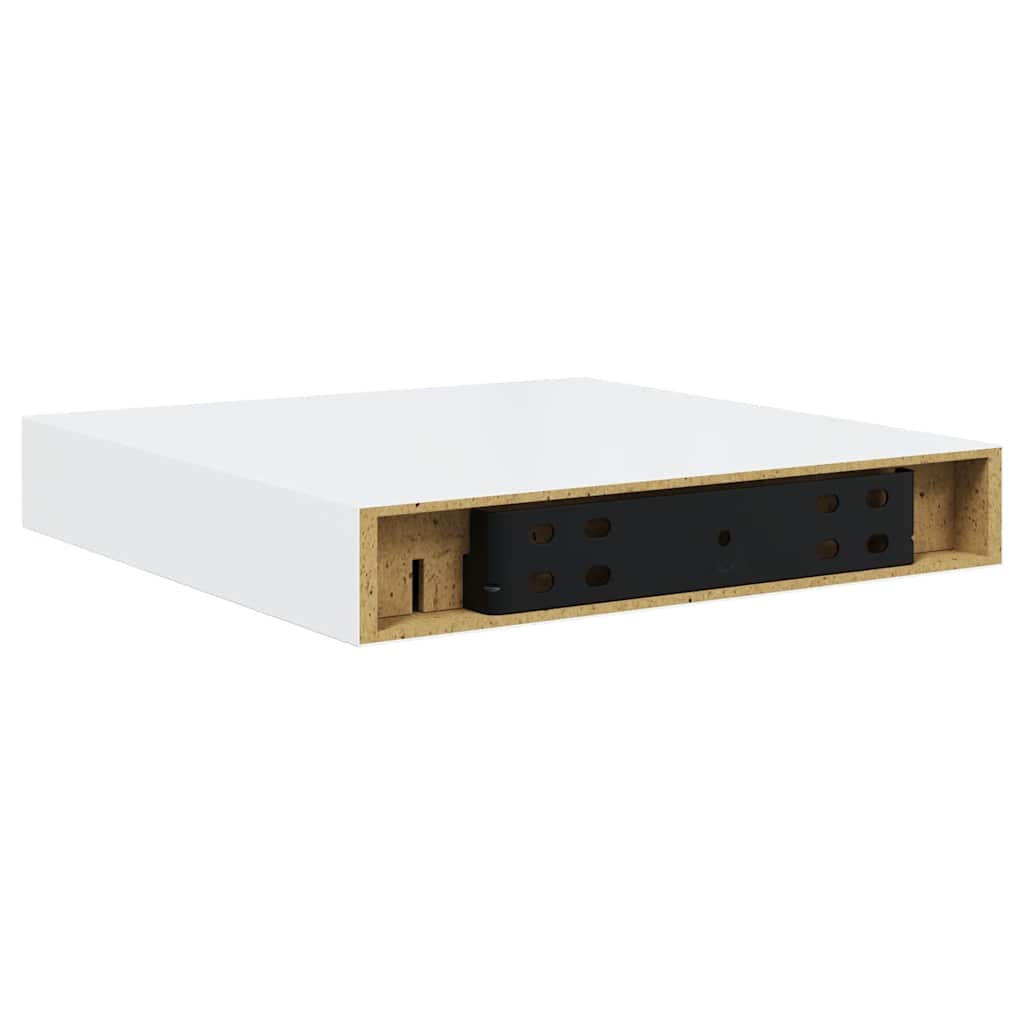 Plutajuće zidne police 2 kom sjajne bijele 23x23,5x3,8 cm MDF