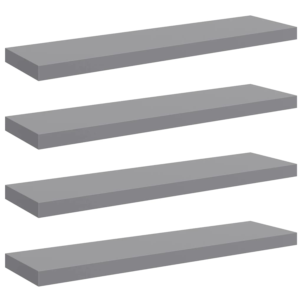 Plutajuće zidne police 4 kom sive 90 x 23,5 x 3,8 cm MDF