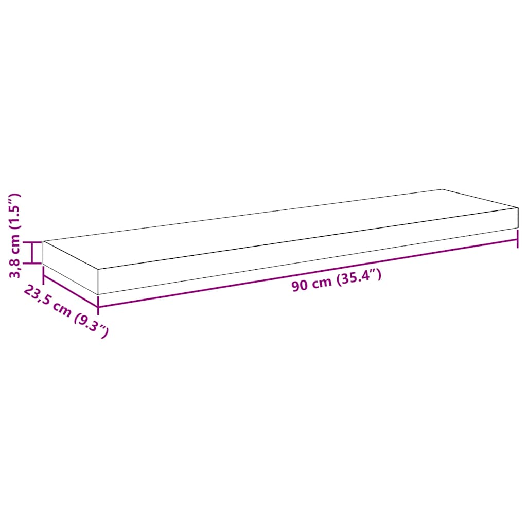 Plutajuće zidne police 4 kom sive 90 x 23,5 x 3,8 cm MDF