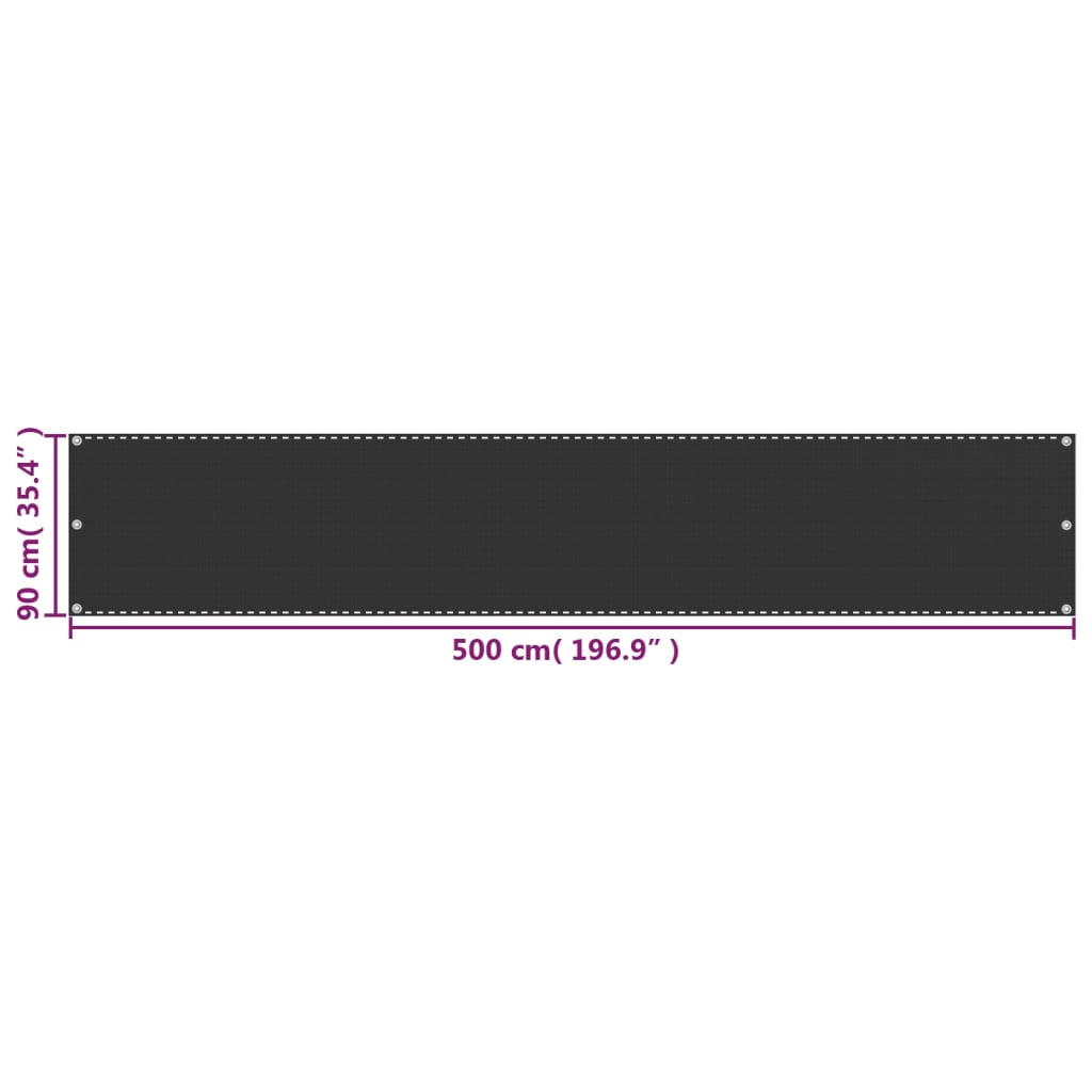 Balkonski zastor antracit 90 x 500 cm HDPE