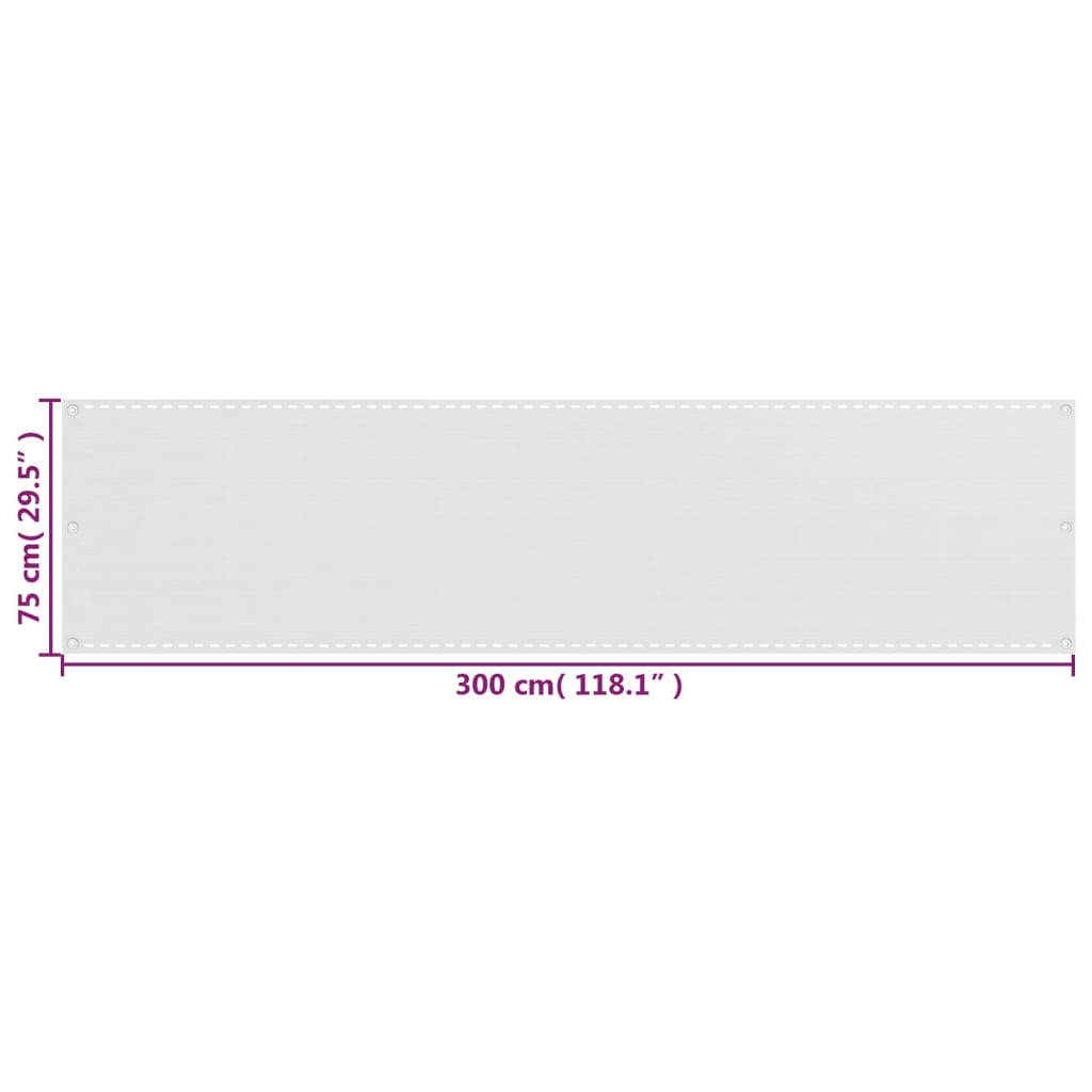 Balkonski zastor bijeli 75 x 300 cm HDPE