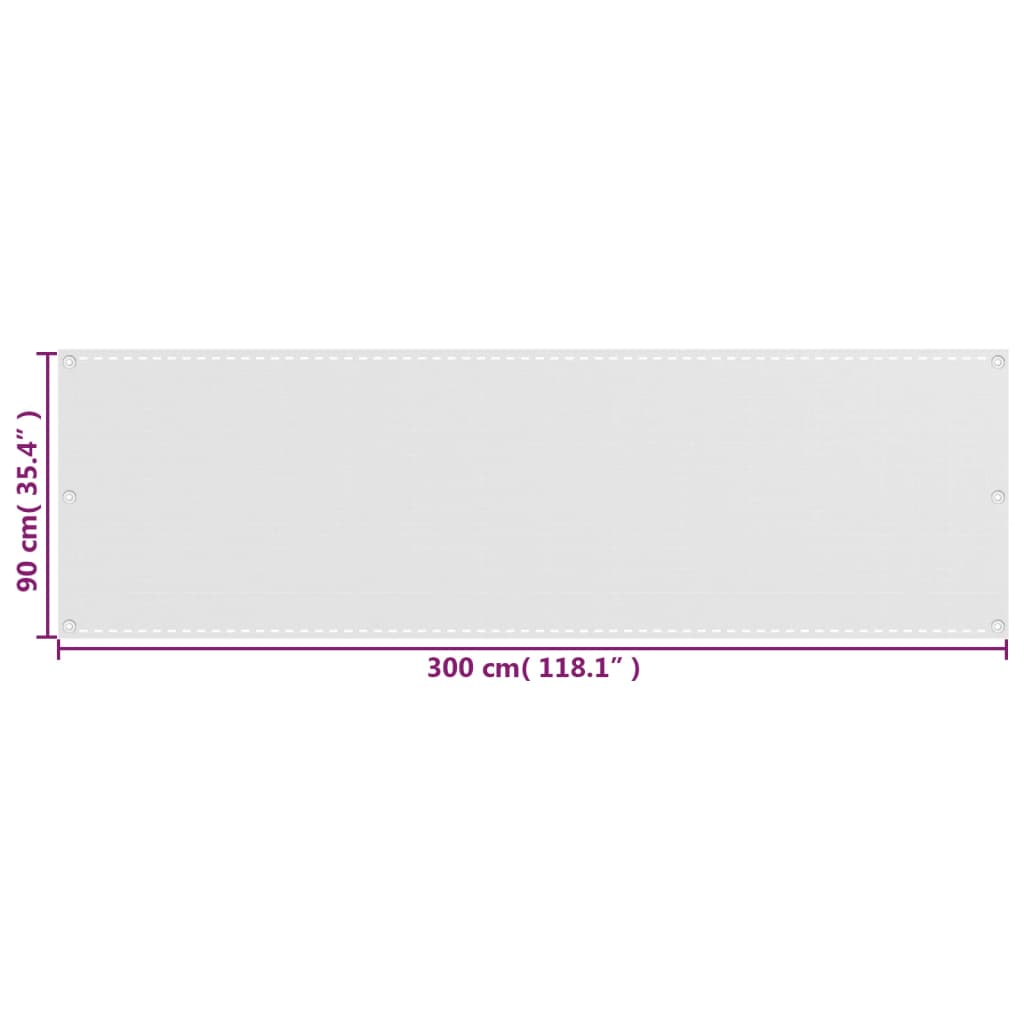 Balkonski zastor bijeli 90 x 300 cm HDPE