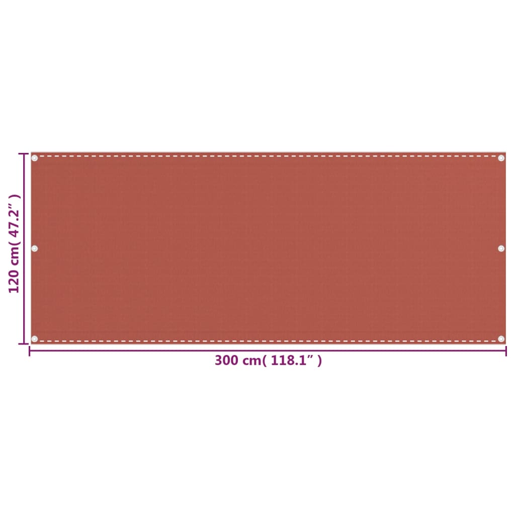 Balkonski zastor boja cigle 120 x 300 cm HDPE