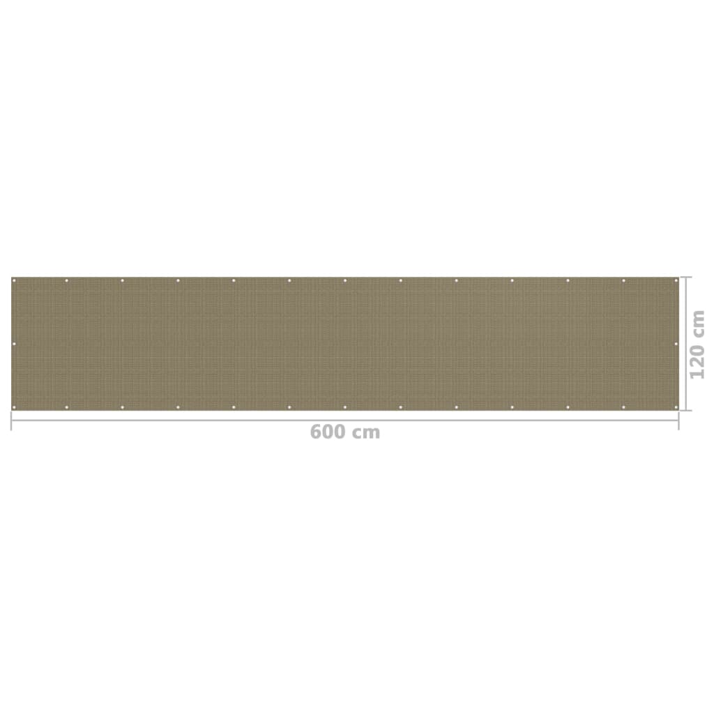 Balkonski zastor smeđe-sivi 120 x 600 cm HDPE