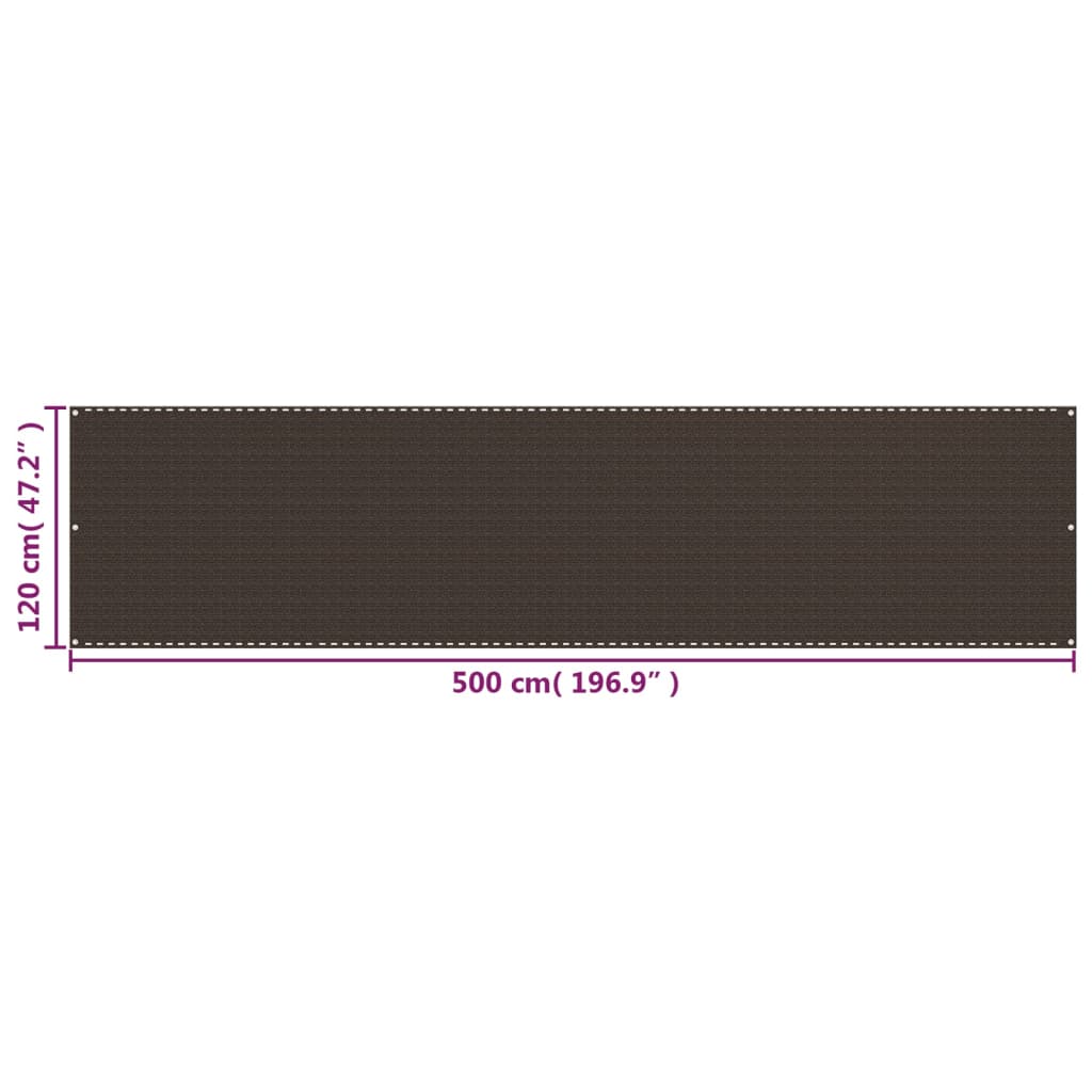 Balkonski zastor smeđi 120 x 500 cm HDPE