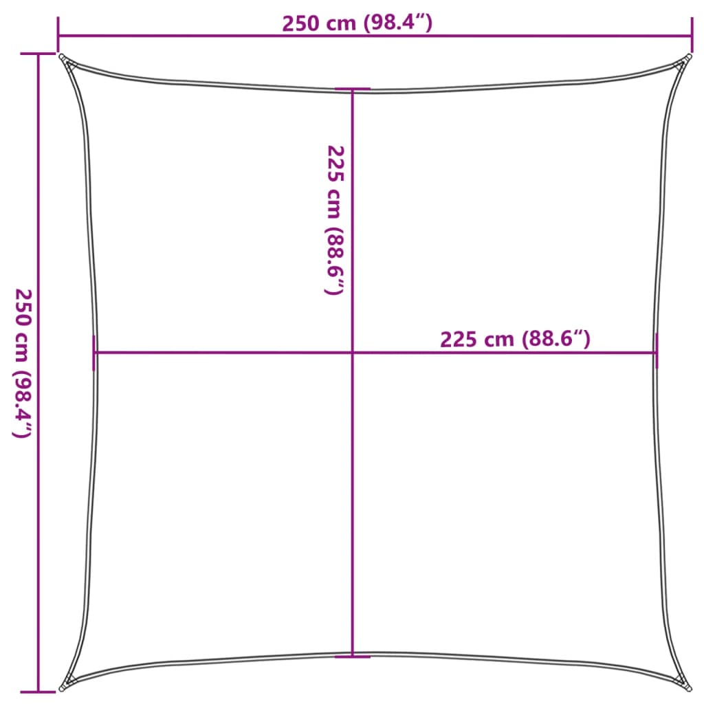 Jedro za zaštitu od sunca 160 g/m² narančasto 2,5 x 2,5 m HDPE
