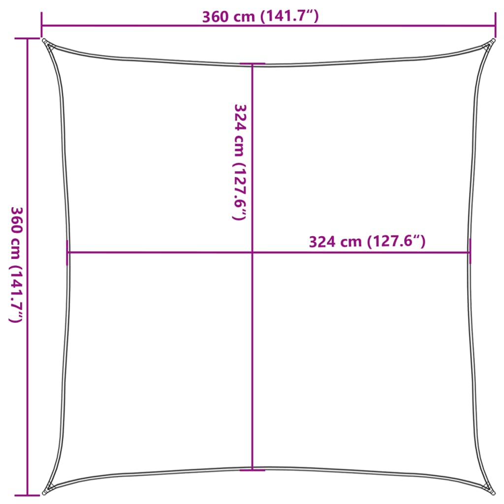 Jedro za zaštitu od sunca 160 g/m² narančasto 3,6 x 3,6 m HDPE
