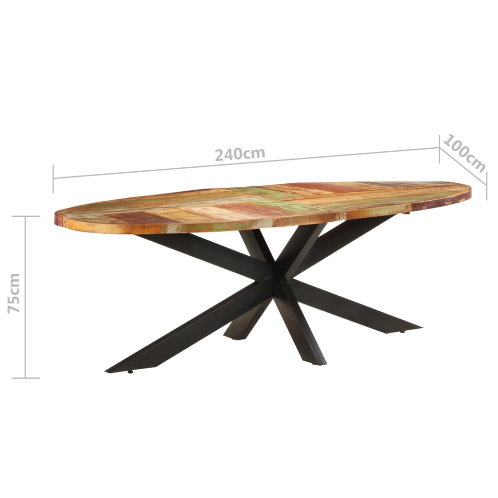 Blagovaonski stol 240 x 100 x 75 cm masivno obnovljeno drvo