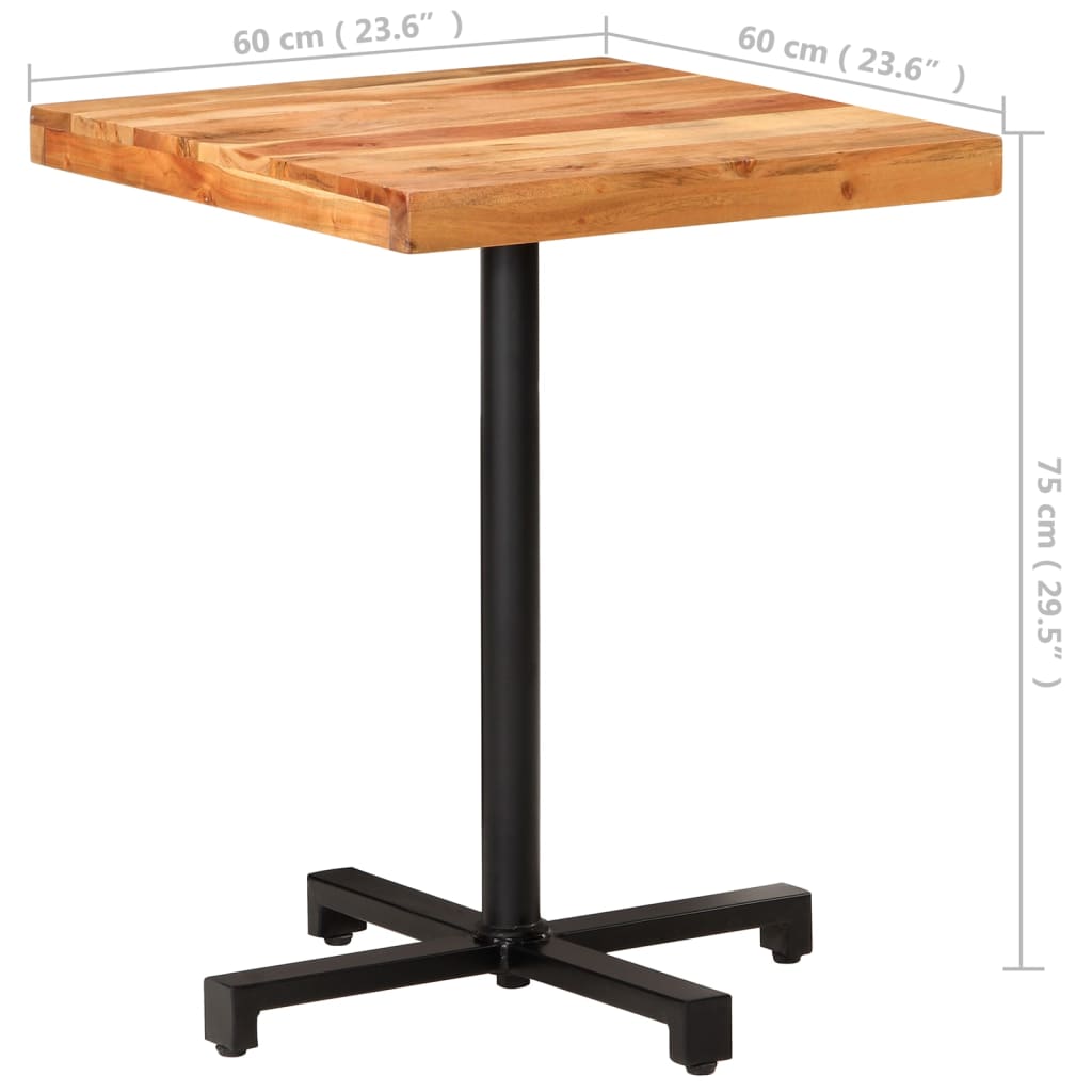 Bistro stol četvrtasti 60 x 60 x 75 cm masivno bagremovo drvo