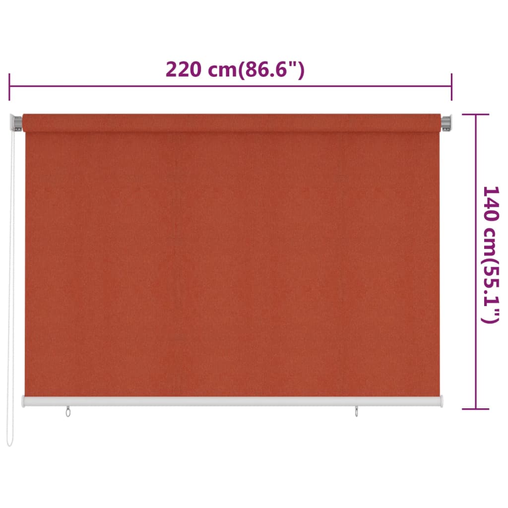 Vanjska roleta za zamračivanje 220 x 140 cm terakota HDPE