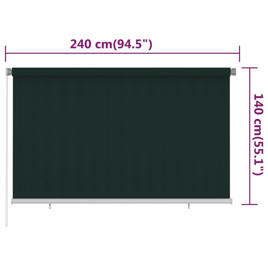 Vanjska roleta za zamračivanje 240 x 140 cm tamnozelena HDPE