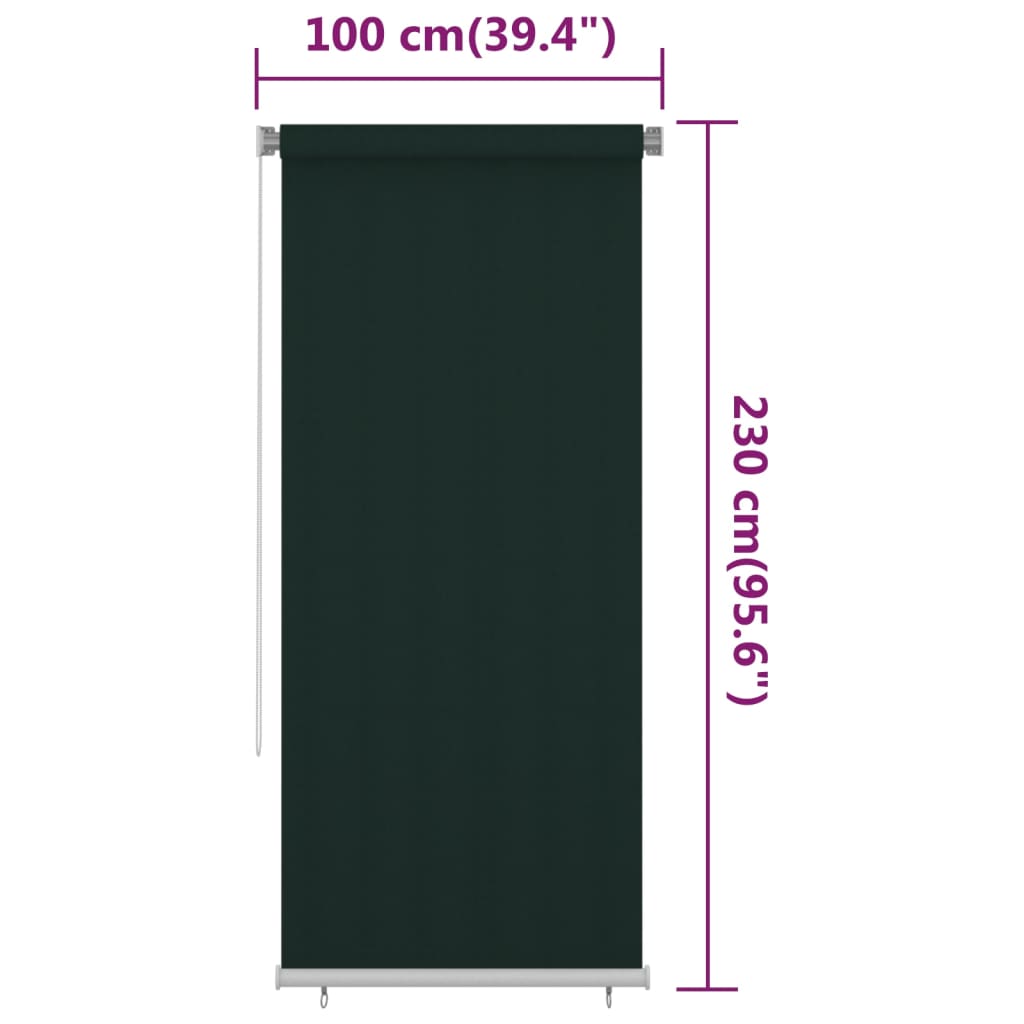 Vanjska roleta za zamračivanje 100 x 230 cm tamnozelena HDPE