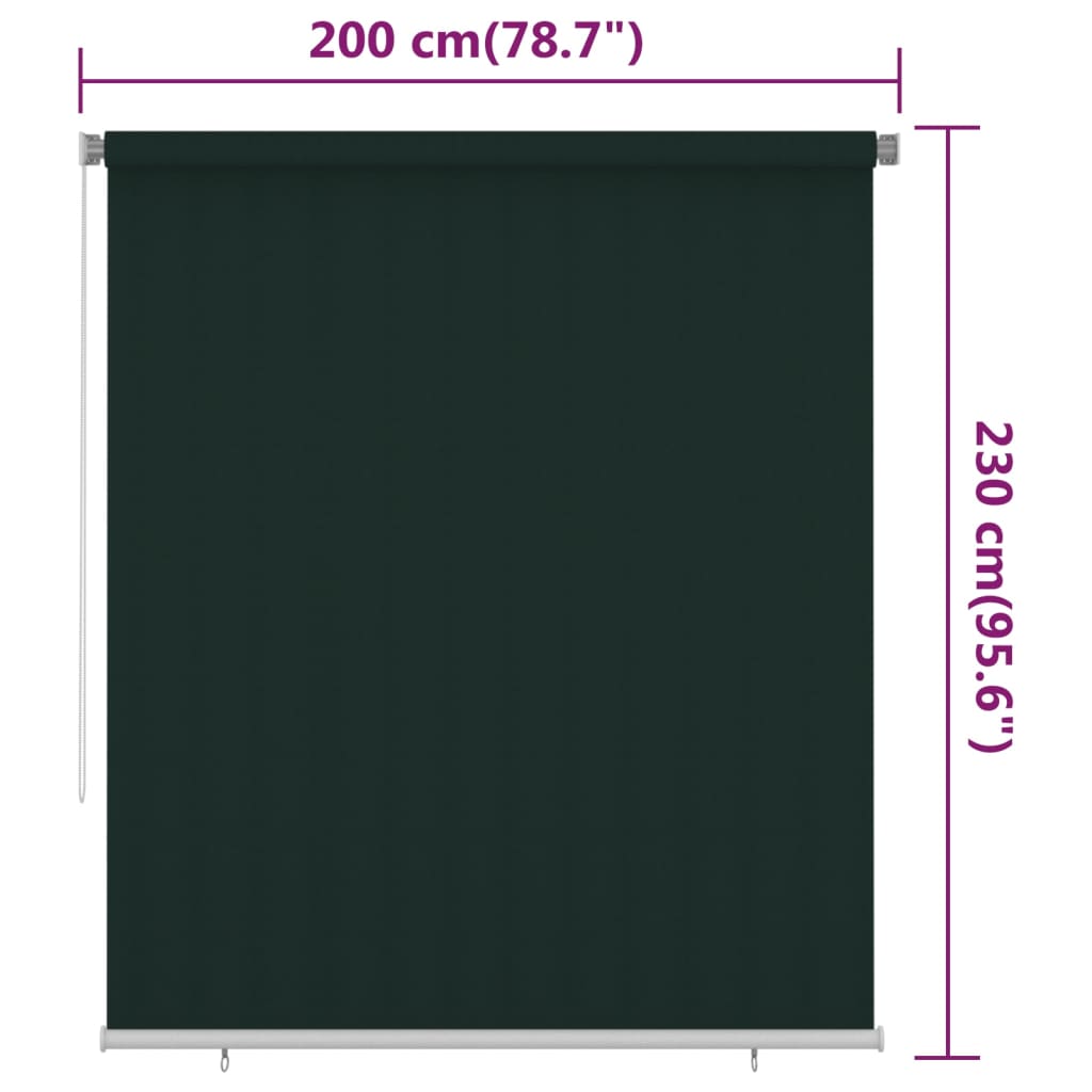 Vanjska roleta za zamračivanje 200 x 230 cm tamnozelena HDPE