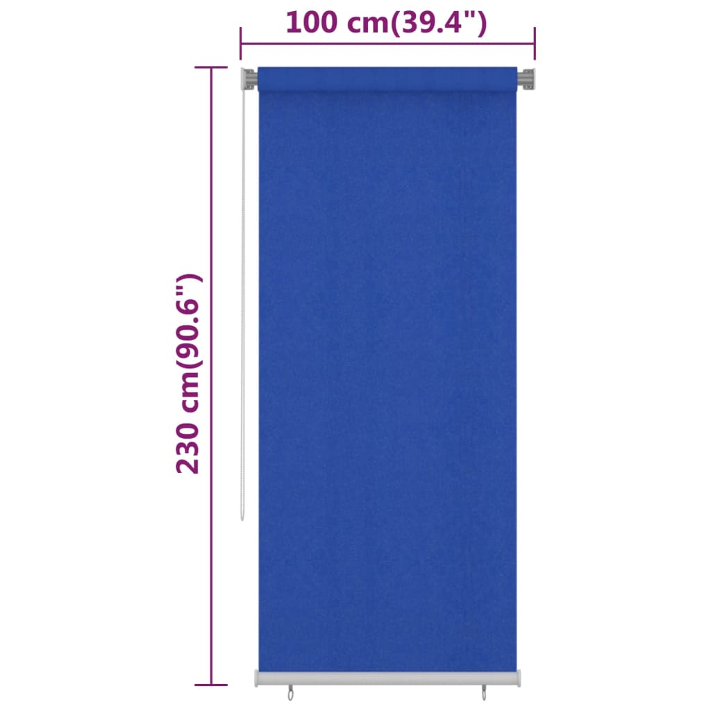 Vanjska roleta za zamračivanje 100 x 230 cm plava HDPE