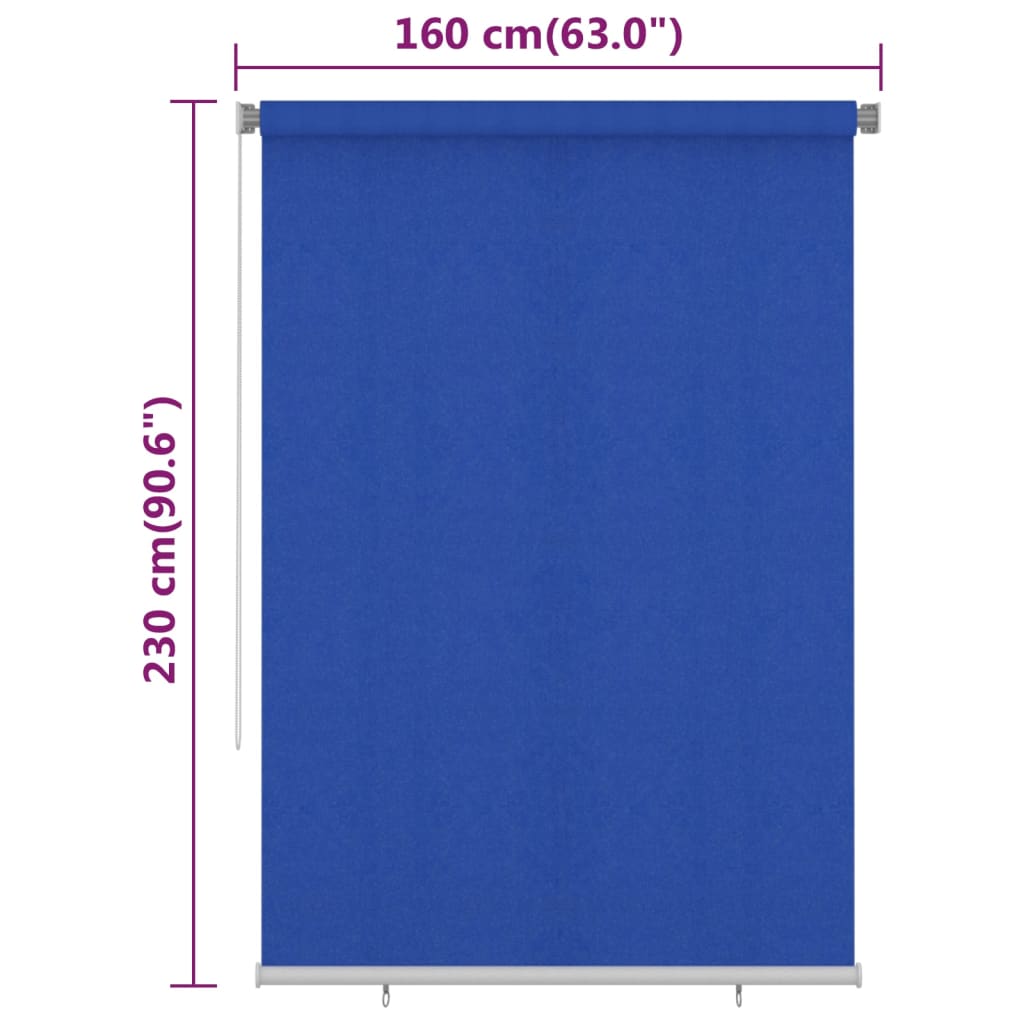 Vanjska roleta za zamračivanje 160 x 230 cm plava HDPE