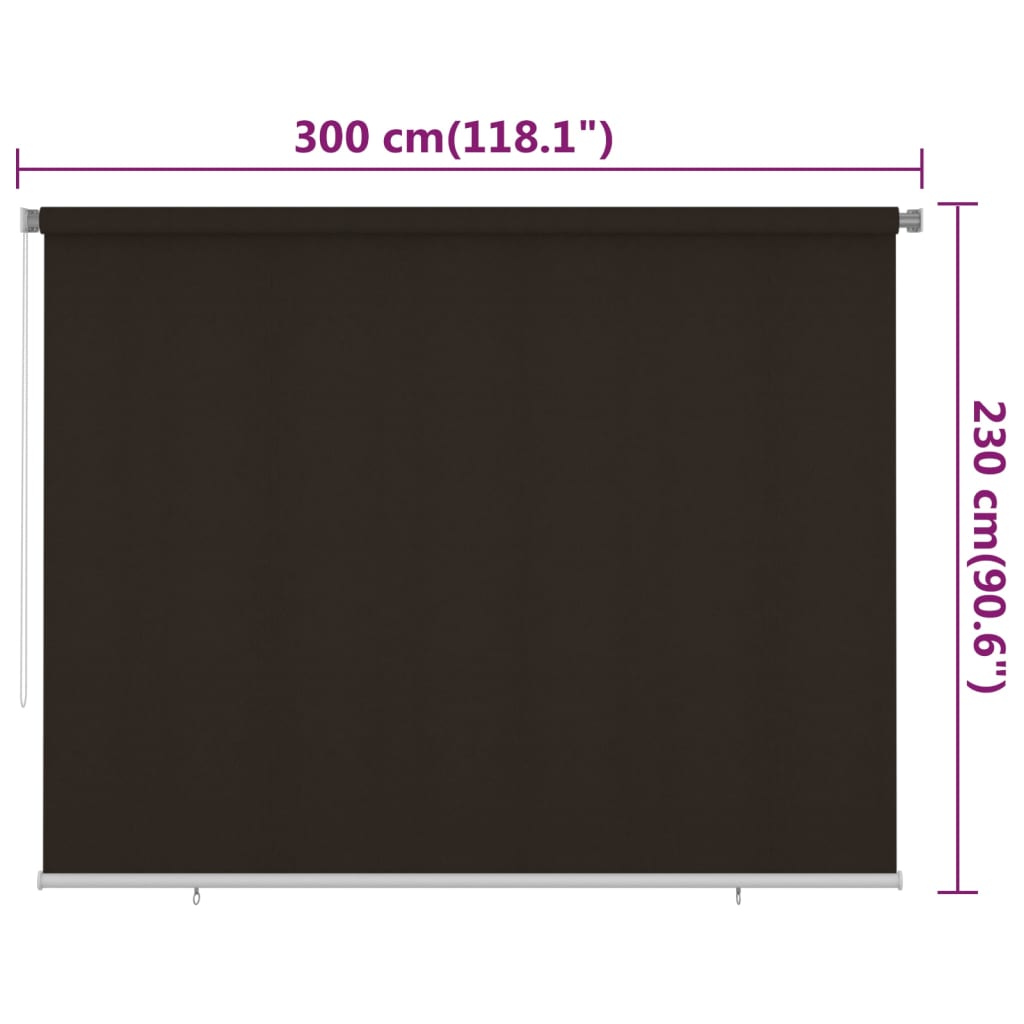 Vanjska roleta za zamračivanje 300 x 230 cm smeđa HDPE
