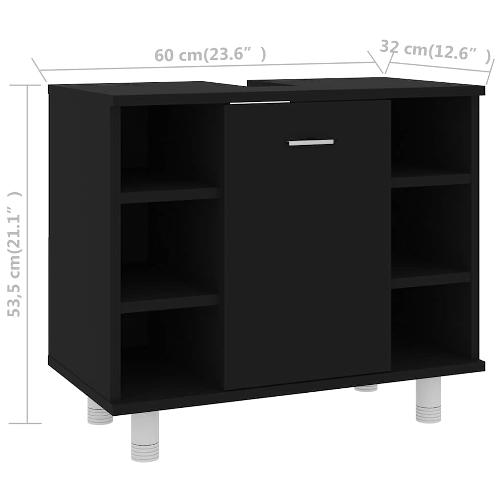 Kupaonski ormarić crni 60 x 32 x 53,5 cm od konstruiranog drva