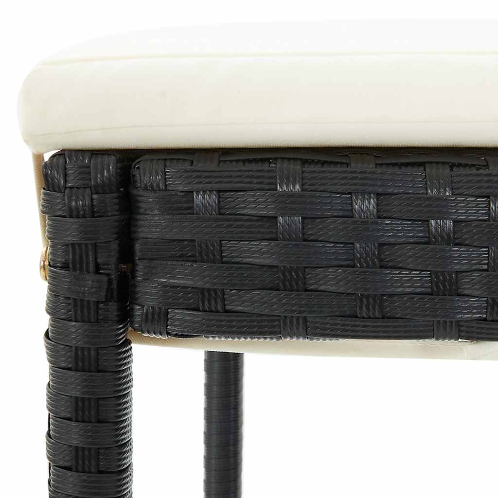 Vrtni barski stolci s jastucima 4 kom crni od poliratana Crna