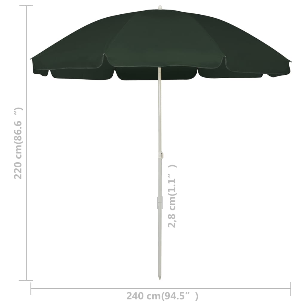 Suncobran za plažu zeleni 240 cm