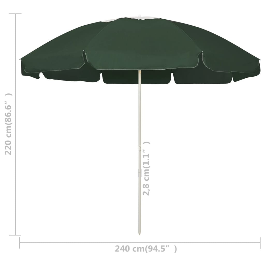 Suncobran za plažu zeleni 240 cm