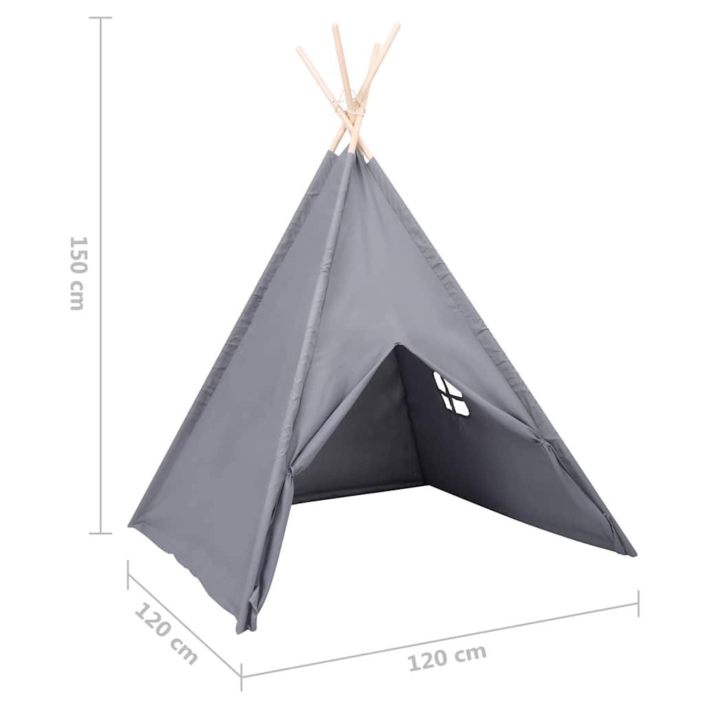 Dječji šator tipi od breskvine kore sivi 120 x 120 x 150 cm