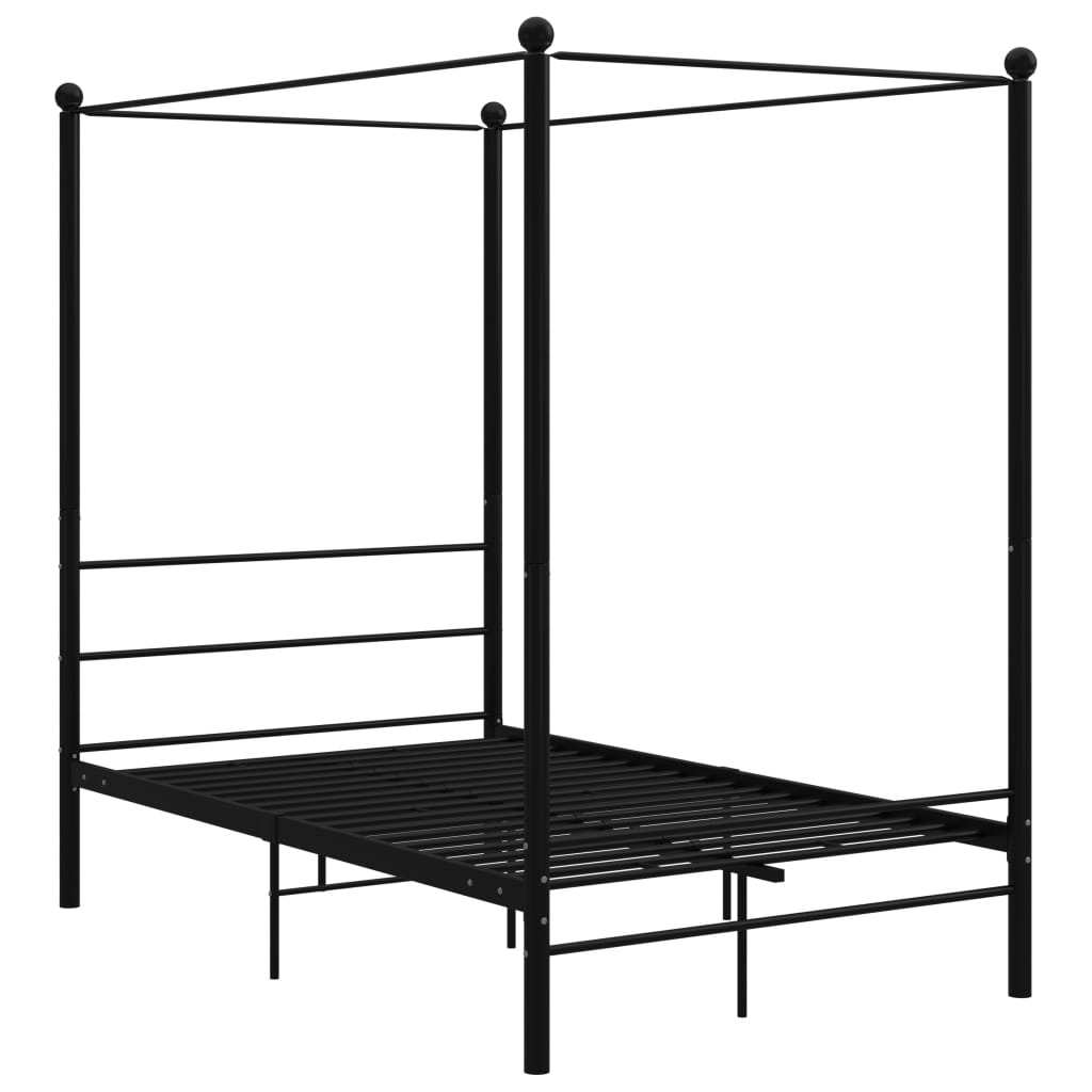 Okvir za krevet s nadstrešnicom crni metalni 140 x 200 cm