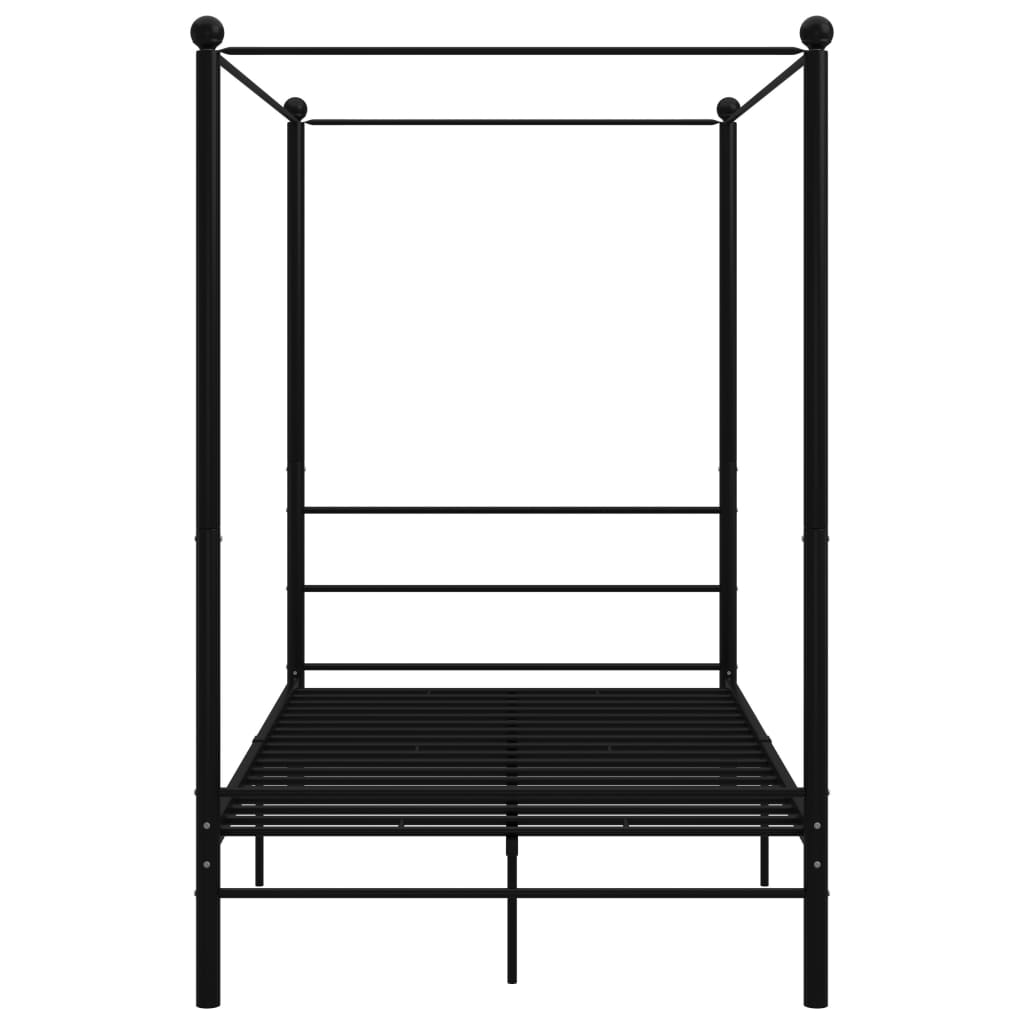 Okvir za krevet s nadstrešnicom crni metalni 140 x 200 cm