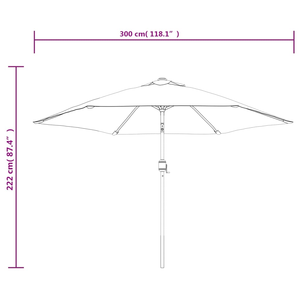 Vrtni suncobran s metalnim stupom 300 cm bordo