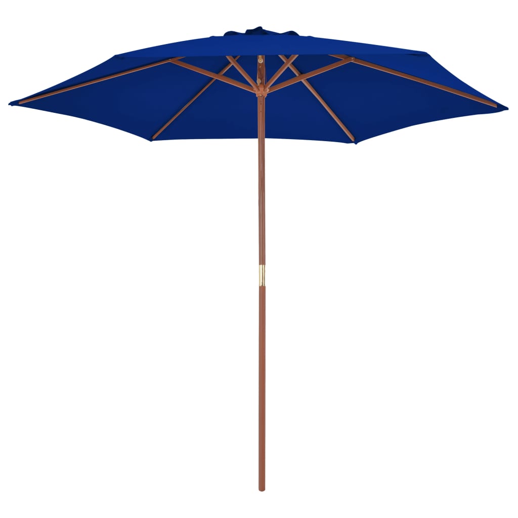 Vrtni suncobran s drvenim stupom 270 cm plavi
