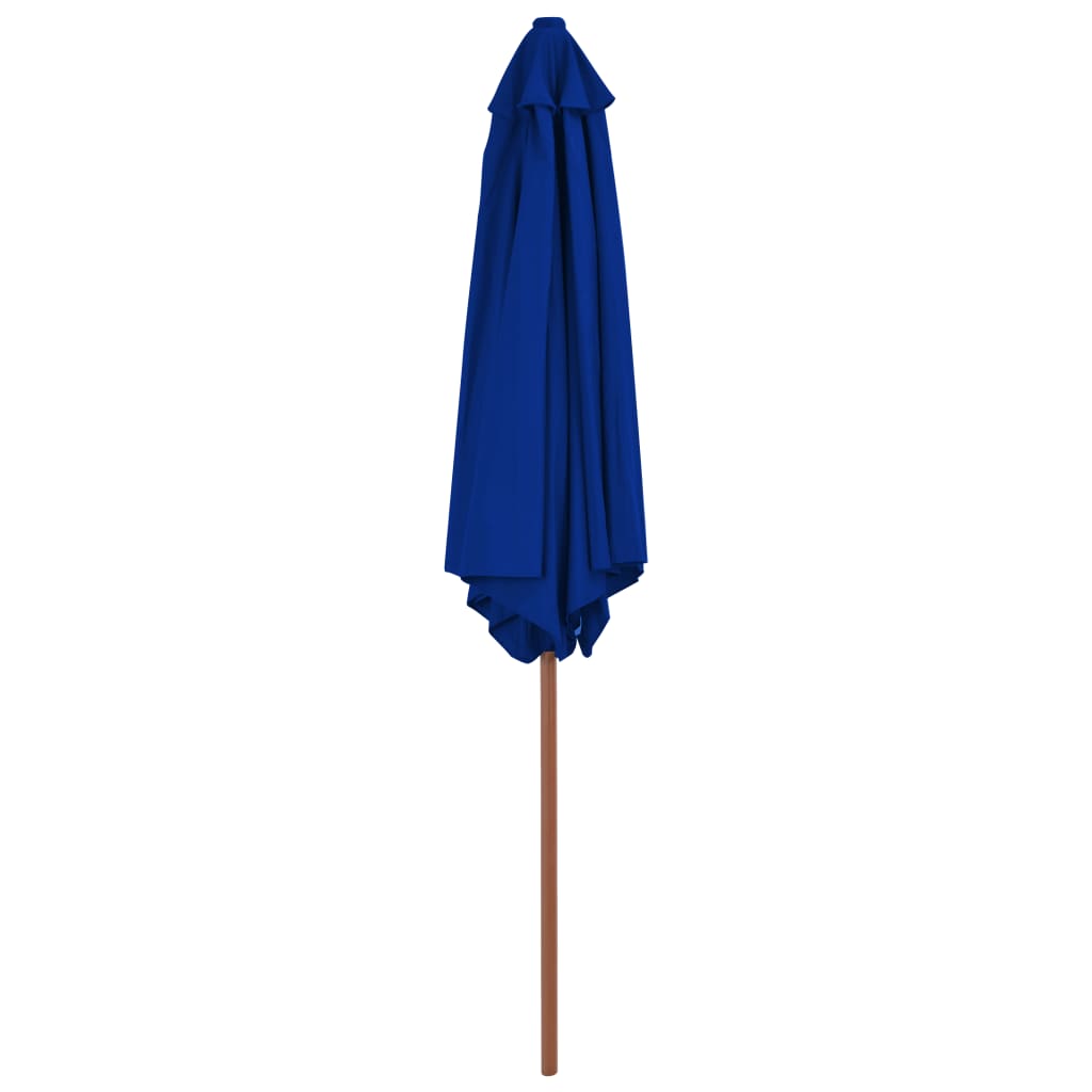 Vrtni suncobran s drvenim stupom 270 cm plavi