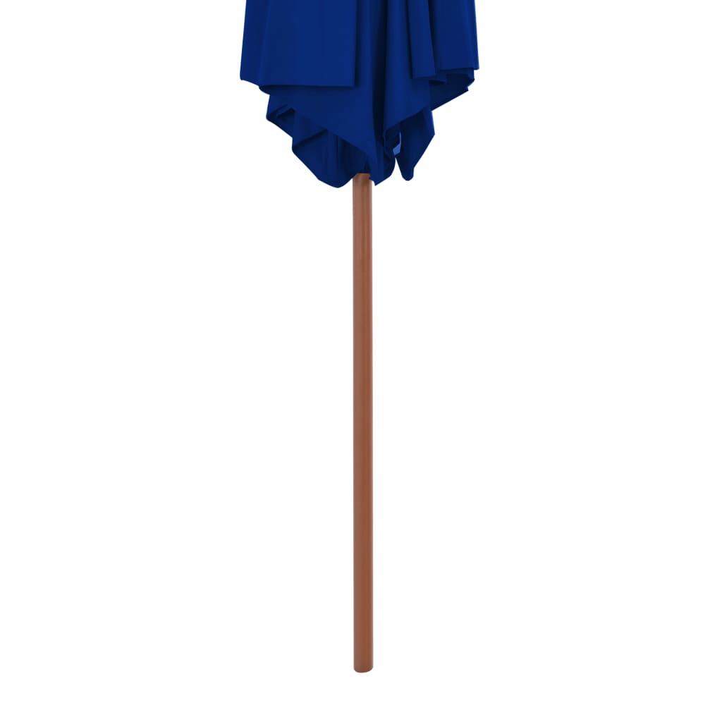 Vrtni suncobran s drvenim stupom 270 cm plavi