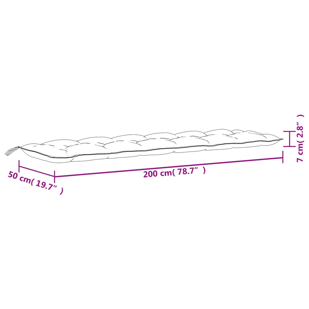 Jastuk za vrtnu klupu krem bijeli 200x50x7 cm od tkanine Oxford