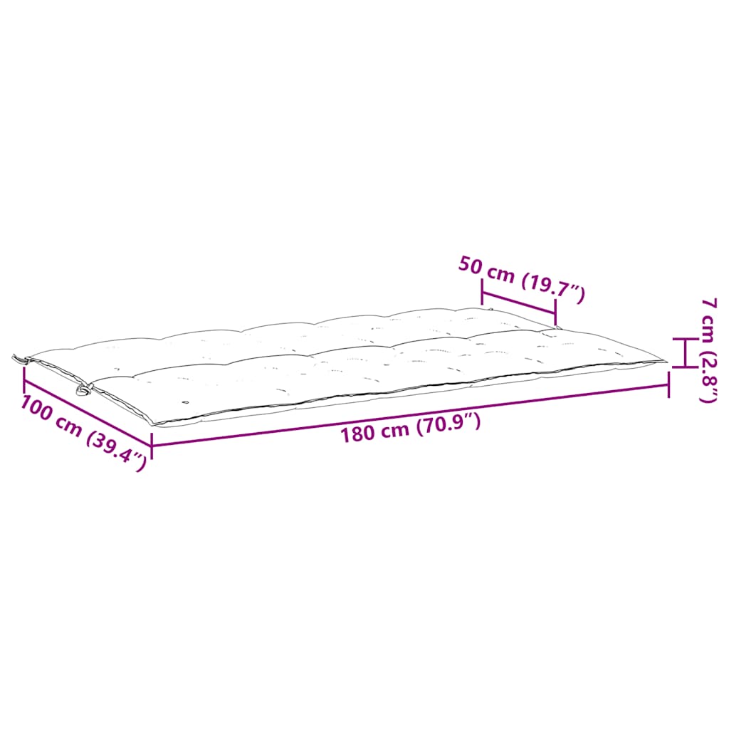 Jastuk za vrtnu klupu zeleni 180x(50+50)x7 cm od tkanine Oxford